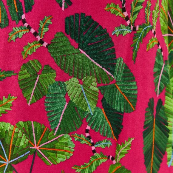 🌺 Farm Rio Leaves Pink Maxi Dress – Size XL – Deep V-Neck – 100% Viscose 🌺 - Picture 5 of 16